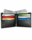 Men’s Black Genuine Leather Bifold Slim Wallet Minimalist Card Holder