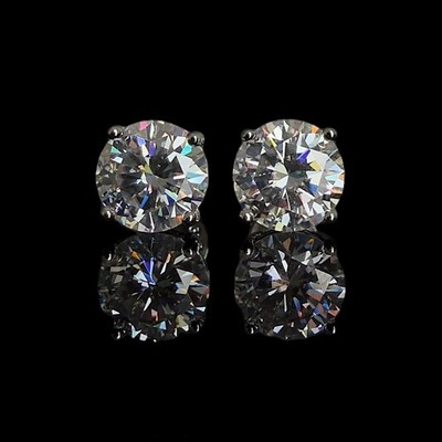 Certified 10.20 Ct Treated White Diamond Solitaire Studs 925 Sterling Silver