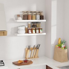 Floating Shelves Auction Wall Mounted Set of 2 White 60cm Long