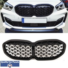 Front Kidney Grilles Diamond Style Gloss Black Fits BMW 1 Series F40 2019-