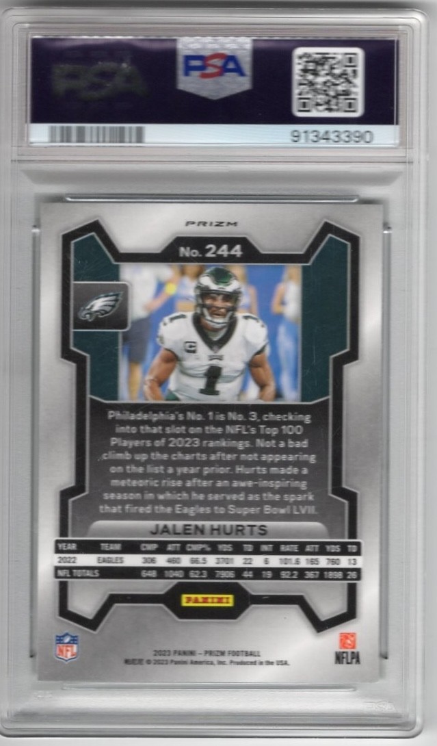 2023 Prizm Jalen Hurts Green Wave PSA 10 Gem Mint 10 view 2