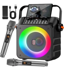 Bluetooth Portable Karaoke Machine with 2 Wireless Microphones PA System Lights