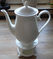 Villeroy & Boch Fiori weiß Kaffeekanne plus Stövchen, unbenutzt!