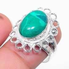Green Malachite Gemstone 925 Sterling Silver Jewelry All Size Ring For Gift