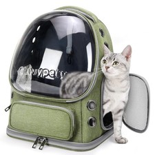 Cawypety Cat Backpack Carrier, Breathable 13.4"L x 11.0"W x 16.5"H, Green