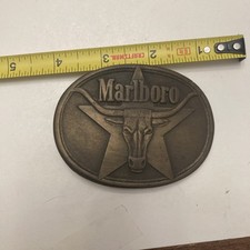Philips Marlboro Longhorn Solid Brass Belt Buckle 1987 Vintage