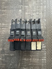20 Amp Single Pole Stab-Lok "Thin" Federal Pacific Breakers NC20 RED Lot Of 6 