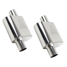 Stainless Steel Pair Of Performance Universal Muffler 2.25 Id X 2.38 Od X 13