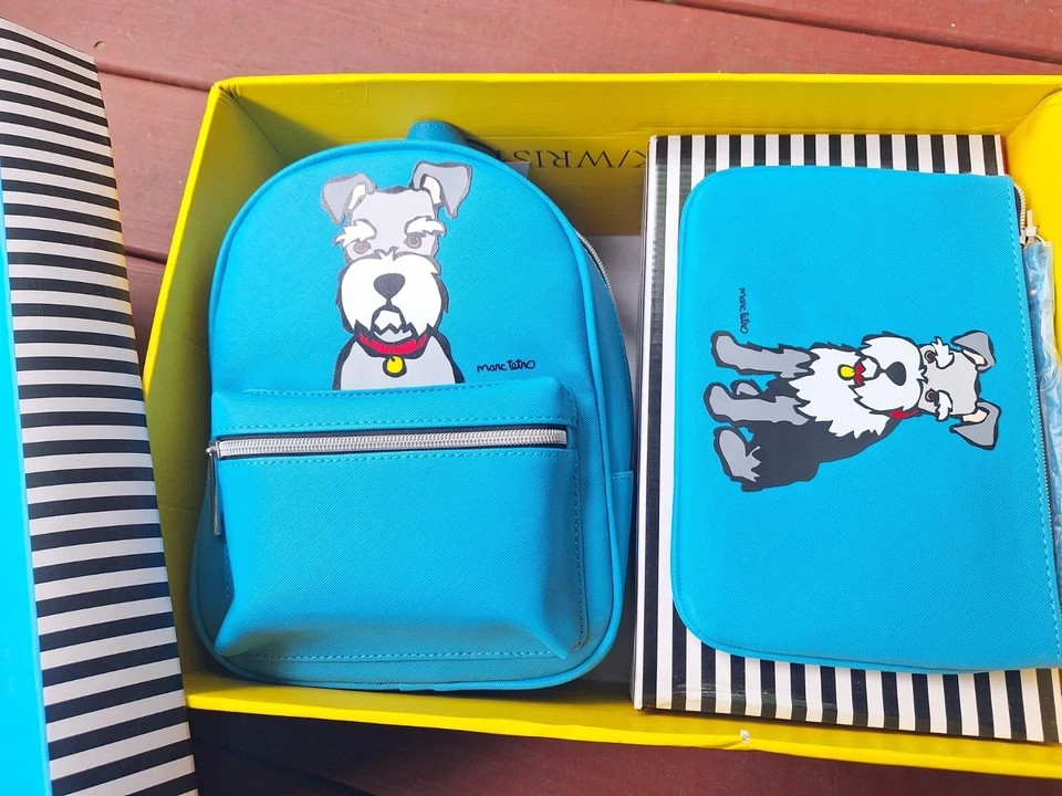 Marc Tetro Schnauzer Mini Backpack & Wristlet Set Blue NWT  display picture 2