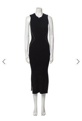 mugler ribbed dress Mugler Hook-And-Eye Ribbed-Knit Midi Dress - Neutrals