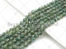 Top Quality Round Smooth Moss Agate, 6mm/8mm/10mm/12mm Green Moss Agate