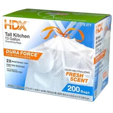 13 Gallon Drawstring Kitchen Trash Bags, Fresh Scent, 200 Ct ( DONT SHIP TO WA )