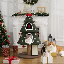 53" Large Christmas Cat Tree Tower: Indoor Green Heavy Duty Cat Condo House w...