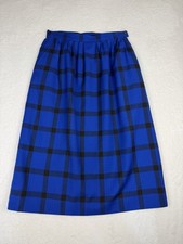 Vintage Pendleton 100 Virgin Wool Skirt Blue /Black Plaid Size 12