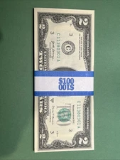 50 MINT ERROR CONSECUTIVE SERIAL NUMBERED UNCIRCULATED $2.00 BILLS SERIES 2017A