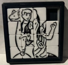 Dino Boy & Bronty Slide Puzzle    1960'S  ROALEX  Hanna Barbera