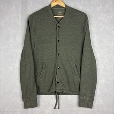 Save Khaki United S.K.U. Bomber Jacket Mens Medium Green Snap Button Made In USA