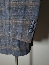 Vintage Bespoke 80s 40S Brown Blue Green Plaid Blazer Jacket Sport Coat