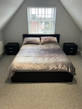 Brown faux leather Kingsize ottoman bed with optional mattress