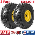 15x6.00-6 Lawn Mower Tires with Wheel, 4 Ply Tubeless Tractor Turf Tire, Set 2