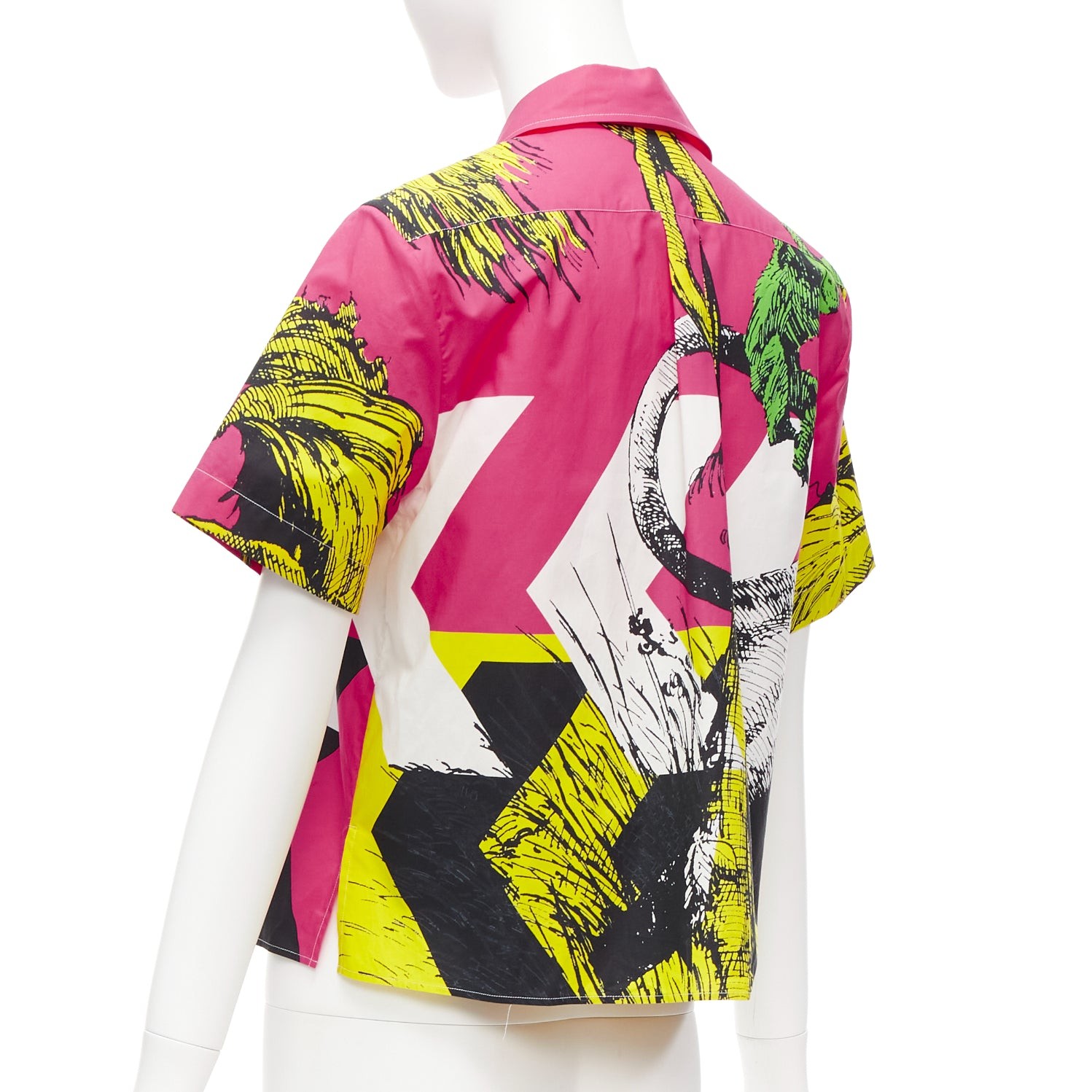 CHRISTIAN DIOR D-Jungle Pop Tiger pink print poplin short sleeve shirt FR34 XS image 6