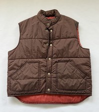 VINTAGE Montgomery Ward Vintage Quilted Brown Red Vest 1980s Nylon WPL 12866