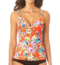 Anne Cole MT20174 Splash Garden Twist Front Tankini Swim Top Multi 34 B/C