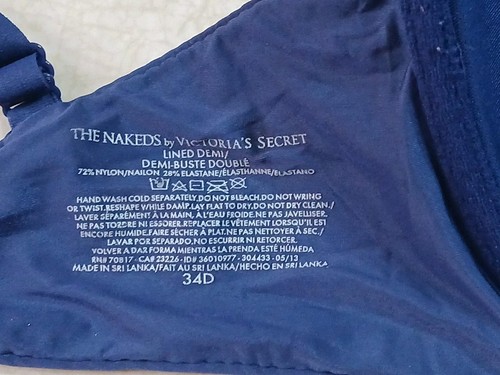 Victoria's Secret The Nakeds gefütterter Halb BH 34D blau Bügel - Bild 4 von 4