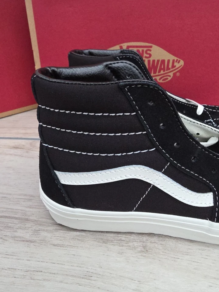 Vans Sk8 Hi Negro Blanco Juvenil Patín Con Cordones Zapatillas Altas Elige Talla NUEVO  Foto 2 de 4