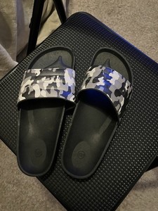 Men's Camouflage Slide Sandals Black/Grey/White Camo Size 10/11 New