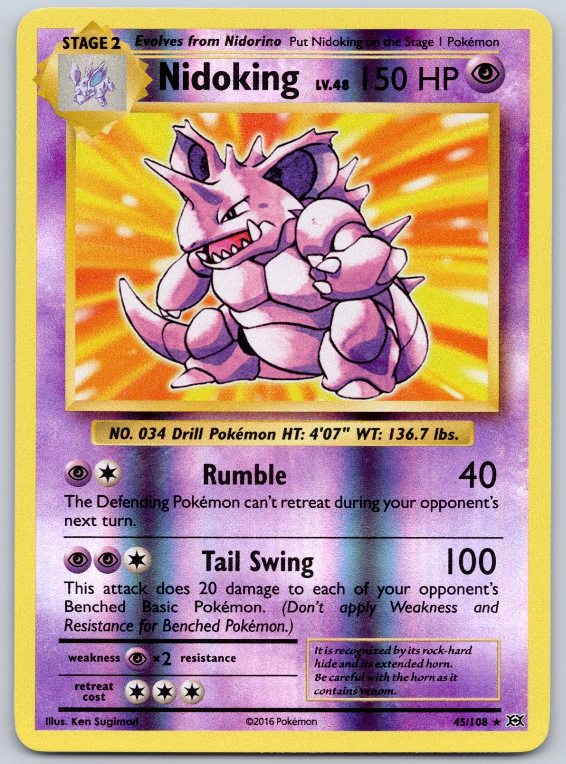 Nidoking 45/108 (NM) - XY: Evolutions - Holo Rare - Pokemon TCG