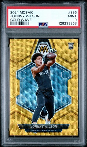 Panini 2024 Mosaic Johnny Wilson Gold Wave Mosaic Prizm #396 /17 PSA 9 Eagles
