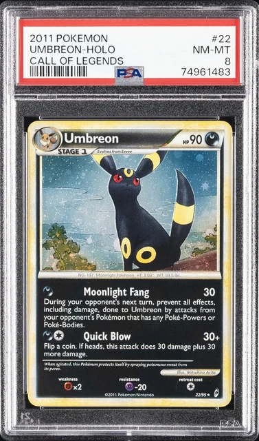 2011 POKEMON CALL OF LEGENDS #22 UMBREON-HOLO PSA 8