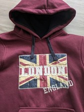Vtg London England Capital Hoodie Mens Small Burgundy Graphic