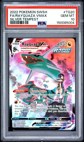 PSA 10 Rayquaza Vmax TG20/TG30 Silver Tempest Pokemon Card