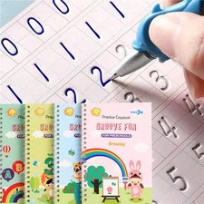 Handwriting Book Practice for Kids,Reusable Grooved Handwriting Workbooks,Writin