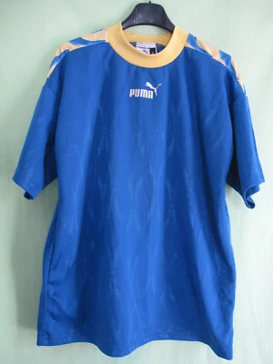 Maillot PUMA Entrainement 90'S Bleu et jaune Vintage Jersey Oldschool Shirt - L - Photo 1/4