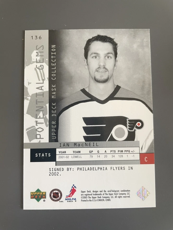 2002-03 Upper Deck Mask Collection /1750 Ian MacNeil #136 Rookie RC - Image 2 of 2