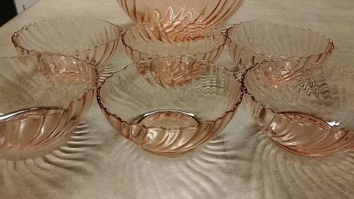 Vintage Arcoroc France, Vintage Pink Depression Glass
