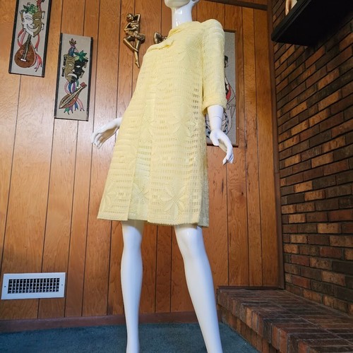 Vtg 60s Mod Mary Jane Dolly 2 Pc Cocktail Party Sheath Dress + Split Overdress S - Picture 3 of 9