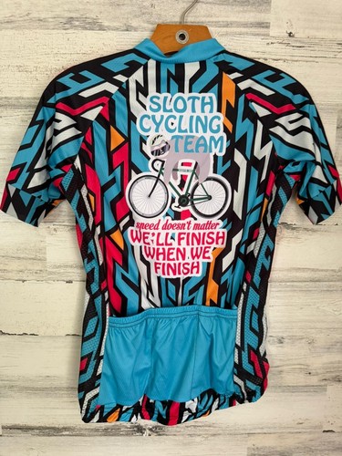 Sloth Cycling Team Jersey Men's Small Blue 100% Polyester Full Zip New - Picture 2 of 4