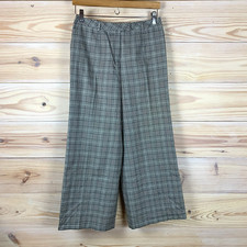 Escada Pants Women 38 Wide Leg Cropped Curvy Wool Check Career