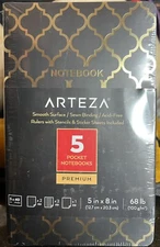 Arteza Pocket Notebooks, Set of 5, 5 x 8 Inches, 40 Sheets Morroccan Designs