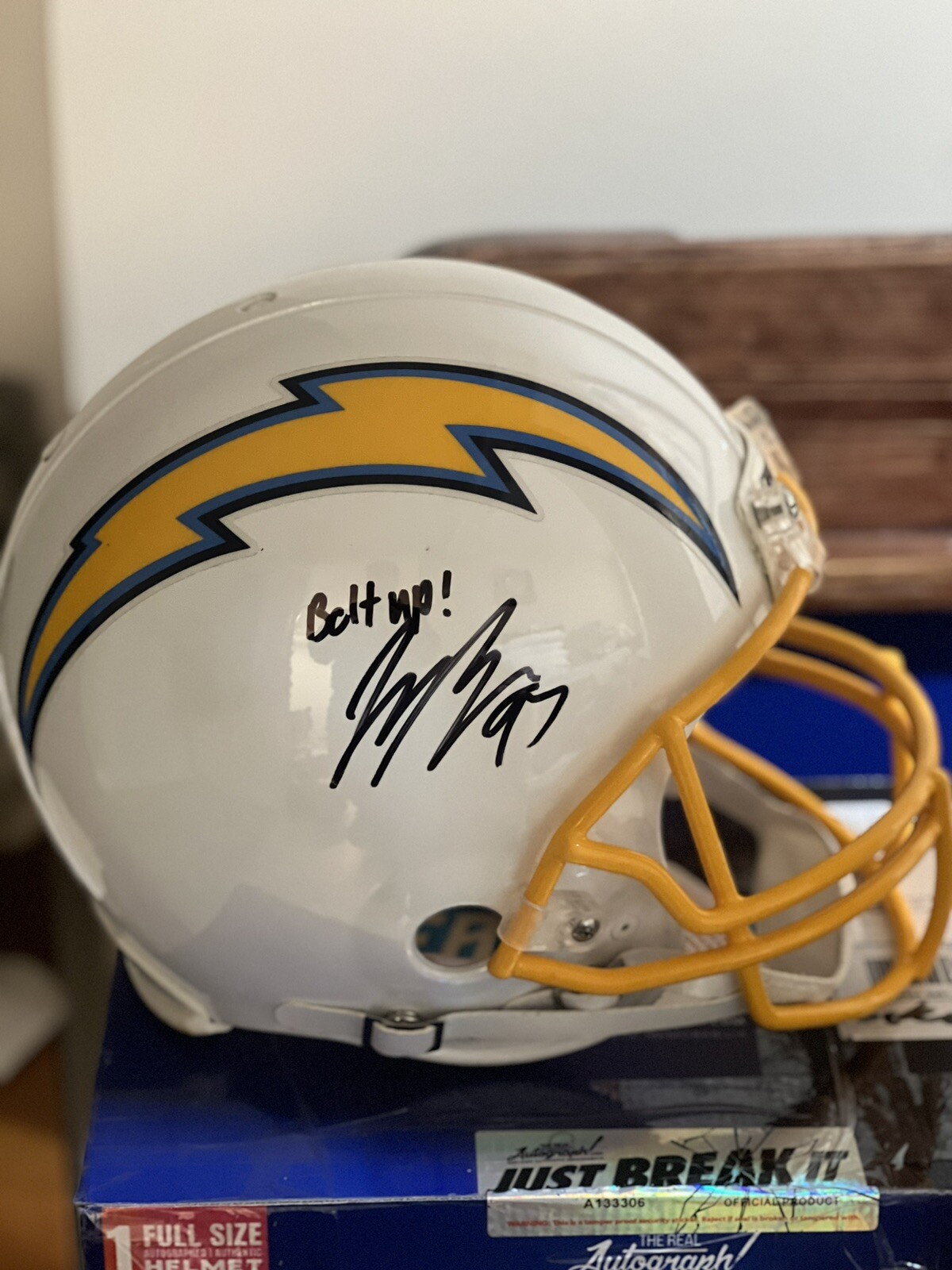 Joey Bosa Autographed Signed Los Angeles Chargers Bolt Up Full Size Authentic Helmet Beckett Witness COA 