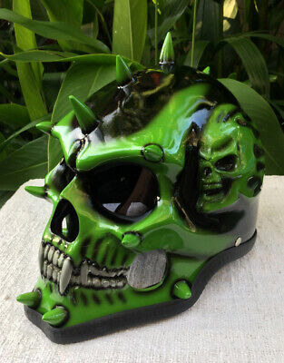 Skull Motorcycle Helmet Blue Punk Helmet Mohawk Style Spikes Skeleton Fantasy