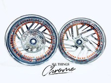 GSXR 240 FAT TIRE CHROME TWIST IT WHEELS ORANGE RIVETS 01-05 SUZUKI GSXR 600 750