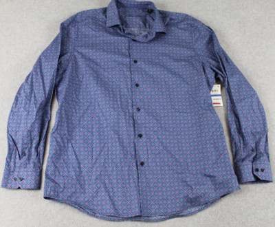 Tasso Elba Shirt Mens XL 17-17.5 Business Casual Button Floral Long Sleeve NWT