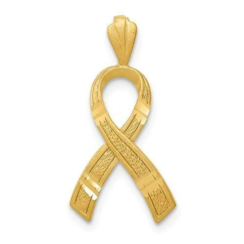Dije colgante de cinta CP de oro amarillo de 14 k con corte de diamante conciencia del cáncer de mama regalo