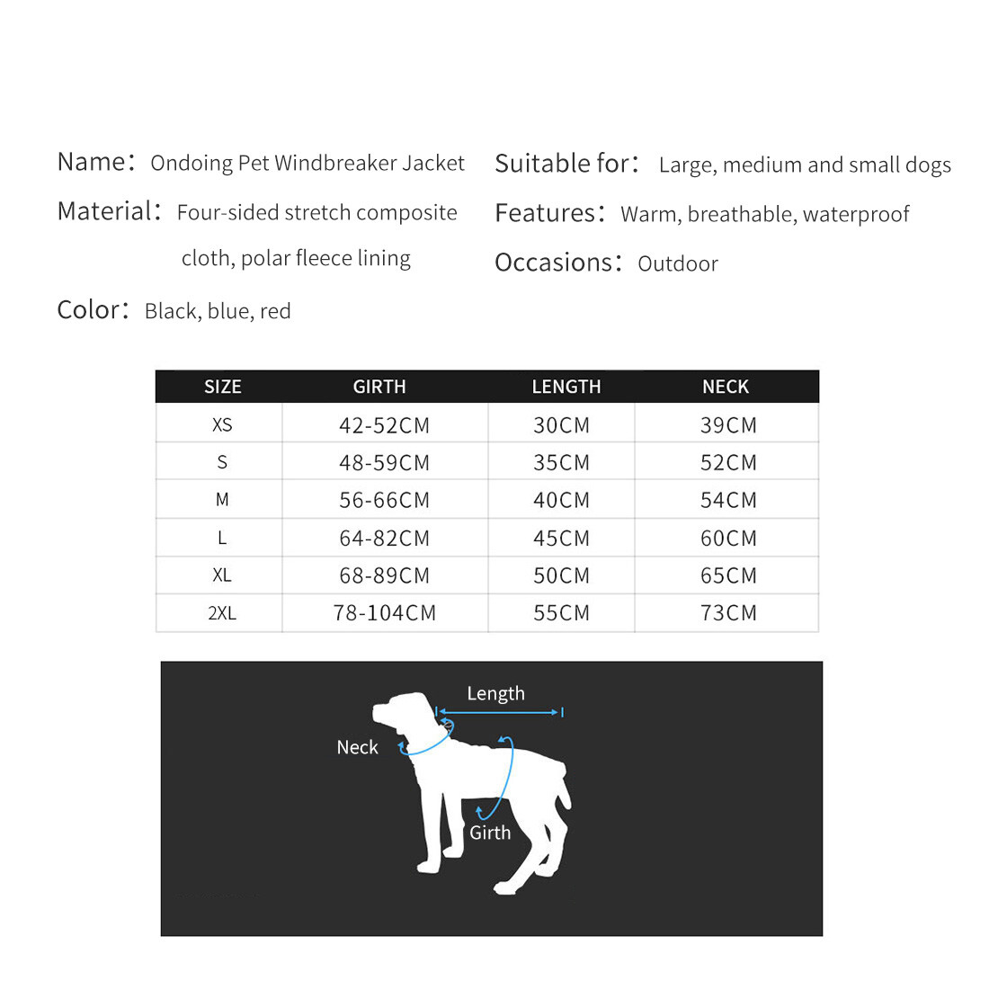 Dog Raincoat Pet Waterproof Windbreaker Poncho Winter Warm Jacket