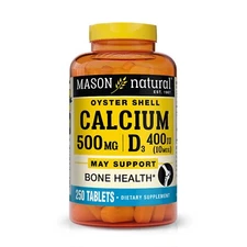 Mason Natural Calcium 500 mg (Oyster Shell) Muscle Function & Bones, 250 Tablets
